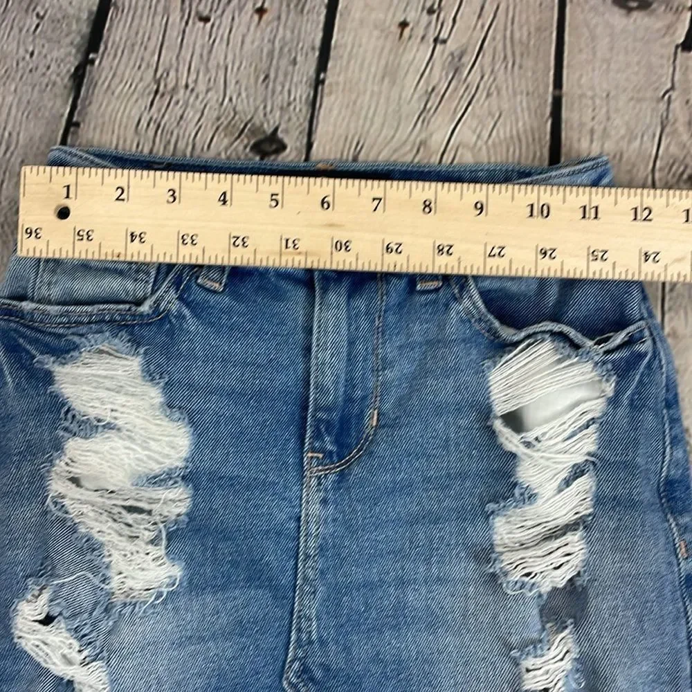 Y2K Hollister Denim Distressed Mini Skirt Jean size 00